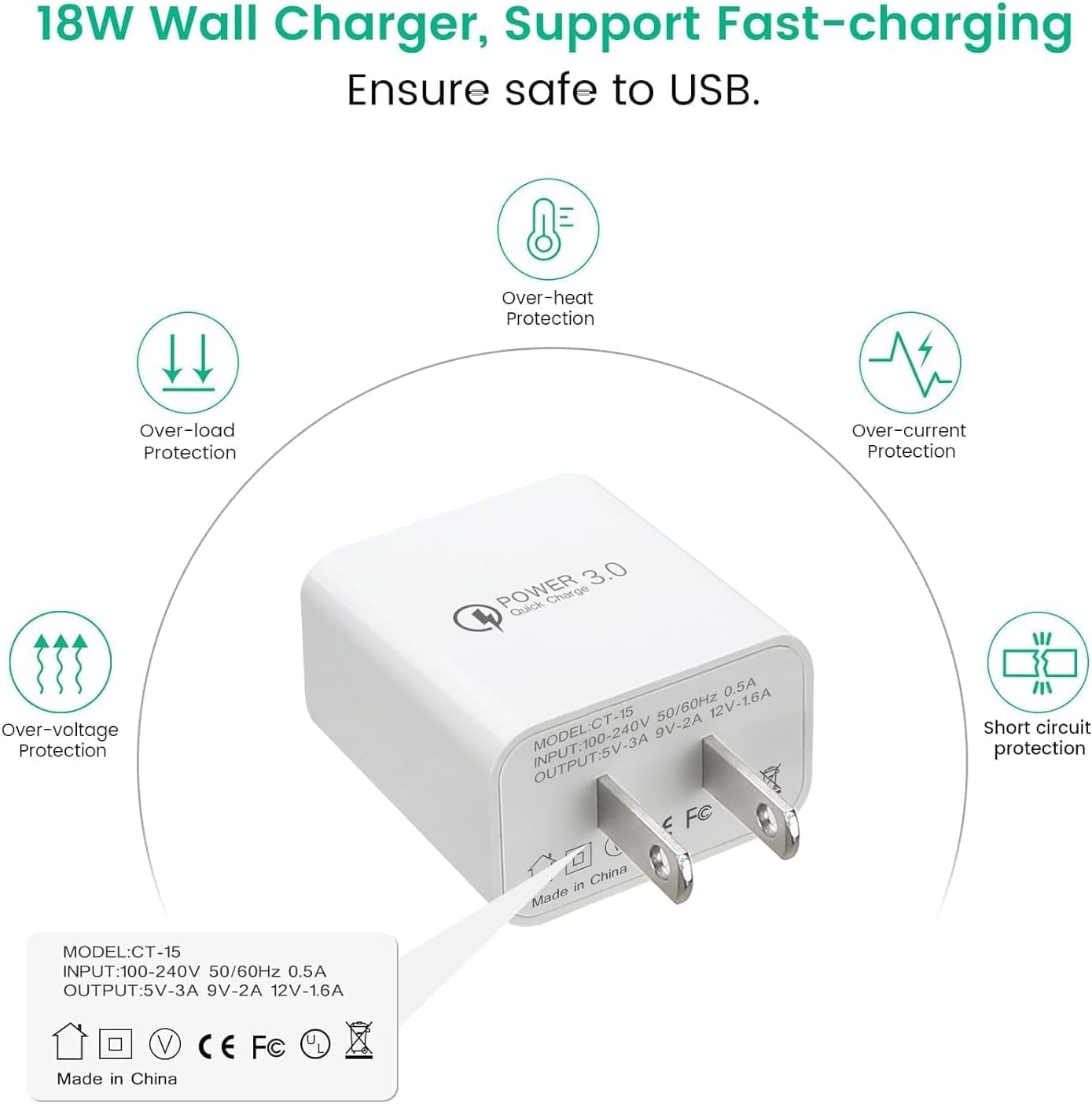 Under Cabinet Lighting USB C Charging Cable, Charger for MCGOR Motion Sensor Light Indoor, with Power Adapter