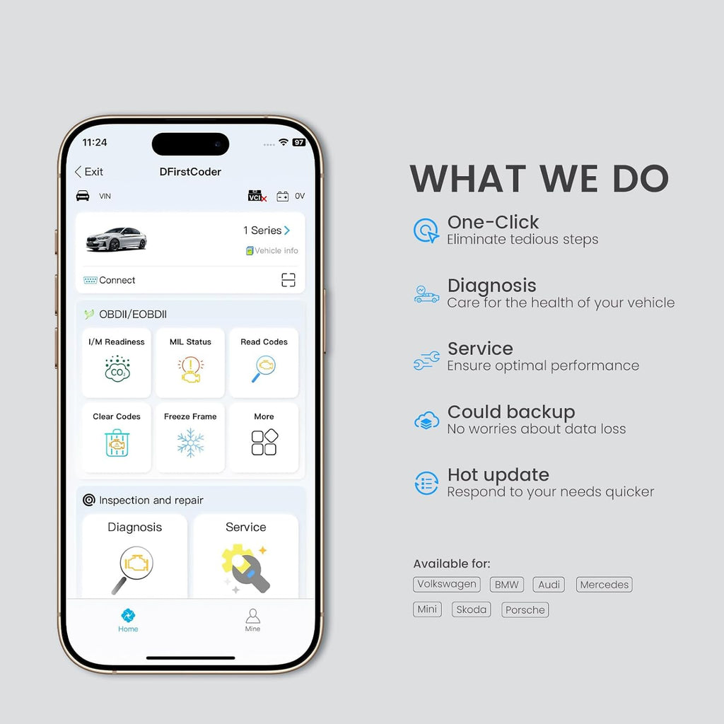 DFirst OBD2 Scanner Bluetooth Fixd Car Wireless Diagnostic Tool, ECU Coding, Customizations,Auto Connect Scanner Scan Tool (for Android & iOS)