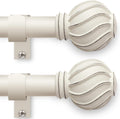 White Curtain Rods Set of 2 for Windows 28 to 48 Inch 7/8" Diamete Heavy Duty Adjustable Window Curtain Rod with Decorative Finials for Farmhouse Bedroom Living Room Kitchen Outdoor