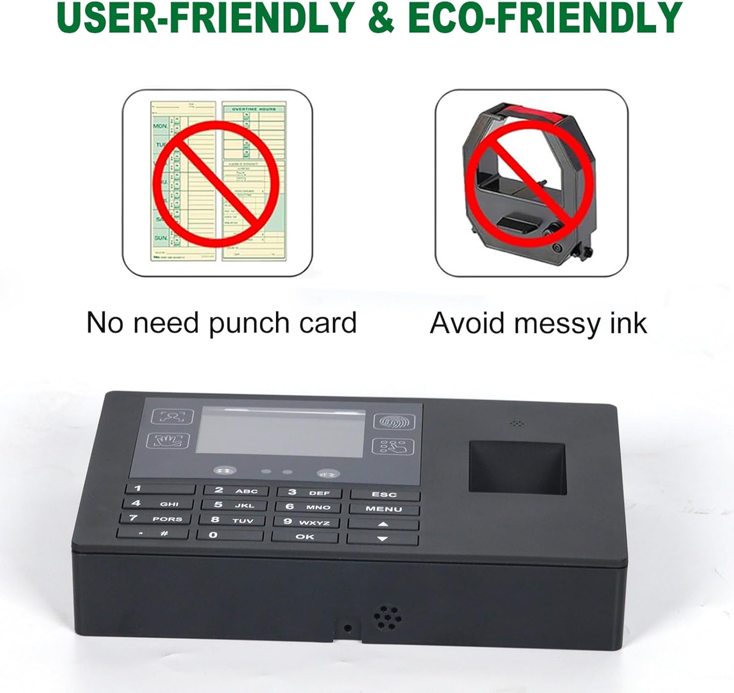 Employee Time Clocks for Small Business, Versatile 4 in 1 Time Machine (Face + Fingerprint + Palm Print + PIN), Clock in & Out Attendance Machine Punch Clock