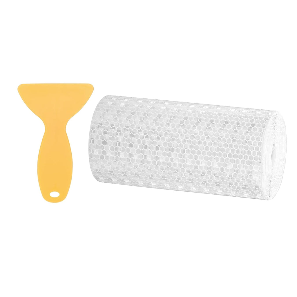 PATIKIL 6 Inch x 33 ft Reflective Tape, 1 Roll Waterproof Self Adhesive High Visibility Caution Warning Safety Tape Reflector with Scraper for Trucks Trailers Cars, White