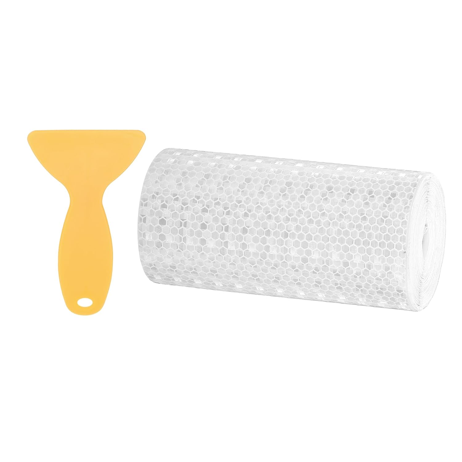 PATIKIL 6 Inch x 33 ft Reflective Tape, 1 Roll Waterproof Self Adhesive High Visibility Caution Warning Safety Tape Reflector with Scraper for Trucks Trailers Cars, White