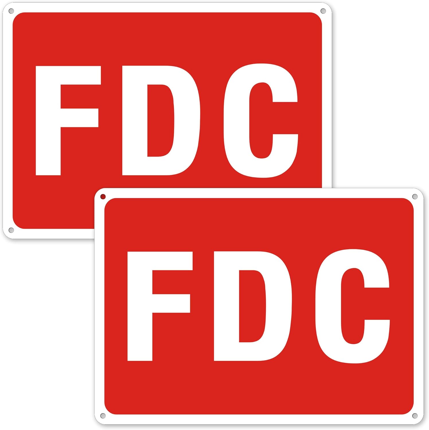 FDC Sign, 2 Pack FDC Sign Outdoor Aluminum Metal Sign, FDC Signs for Fire Department Connection, UV Protected Weather Resistant and Easy to Install (Size: 10x7 inches)
