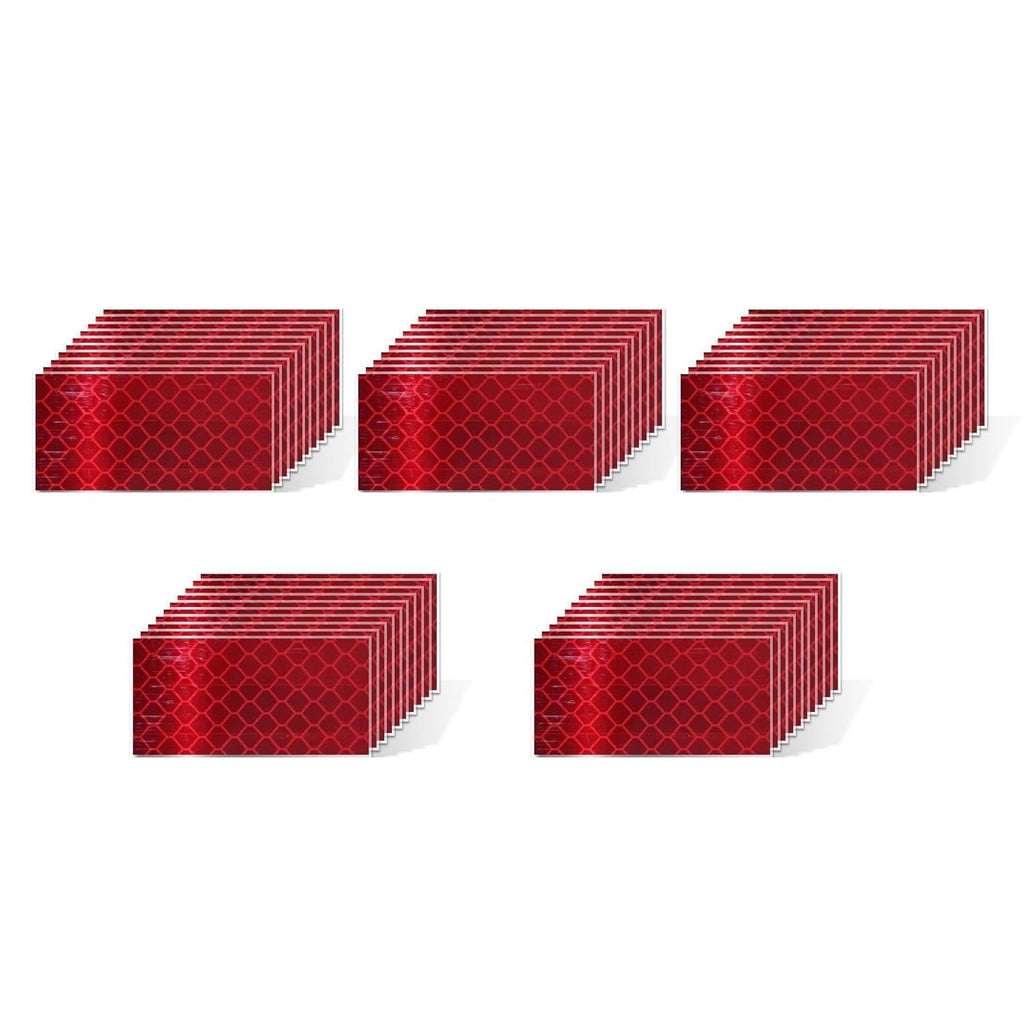 Non Fading Red Reflective Stickers 1 inch X 2 inch, Outdoor Waterproof High Visibility Warning Safety Adhesive Reflector Tape (50 Pcs)