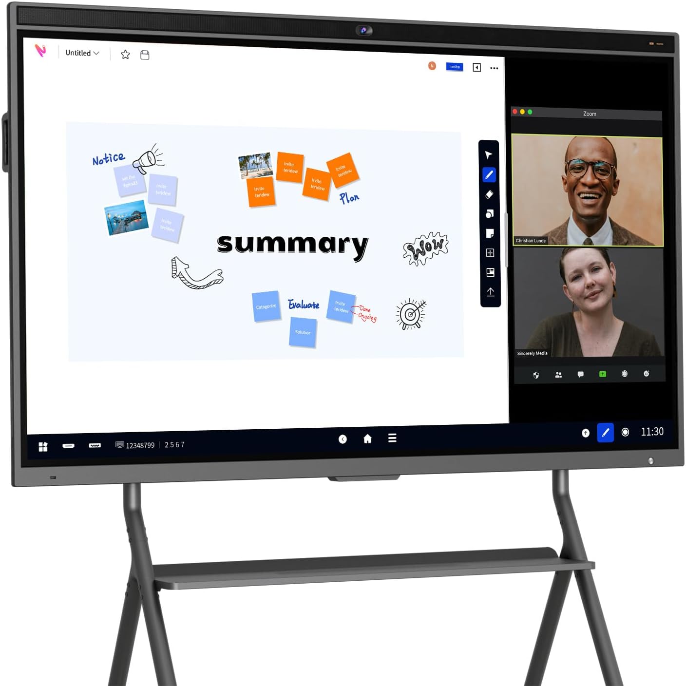 NearHub 75'' Interactive Smart Whiteboard,AI -Powered 4K Camera,MEMS 24-mic Array with Noise Reduction,All-in-One Whiteboard for Hybrid Collaboration with AndriodOS & Open App Ecosystem (Board+Stand)