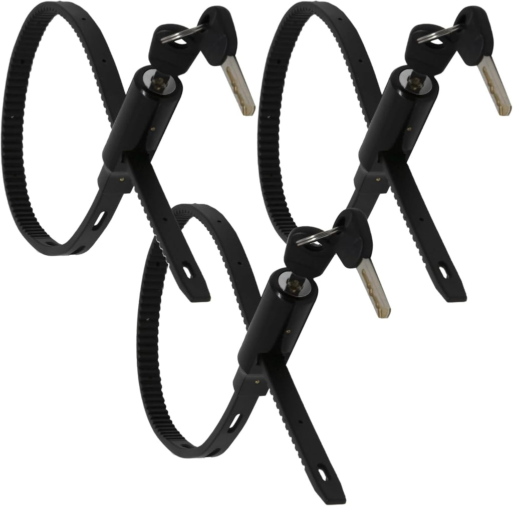 Urban August Multi-Purpose Keyed Adjustable Zip Tie Lock - 3 Pack Keyed Alike - Black Stainless Steel Refrigerator Cabinet Bike Stroller Helmet Lock