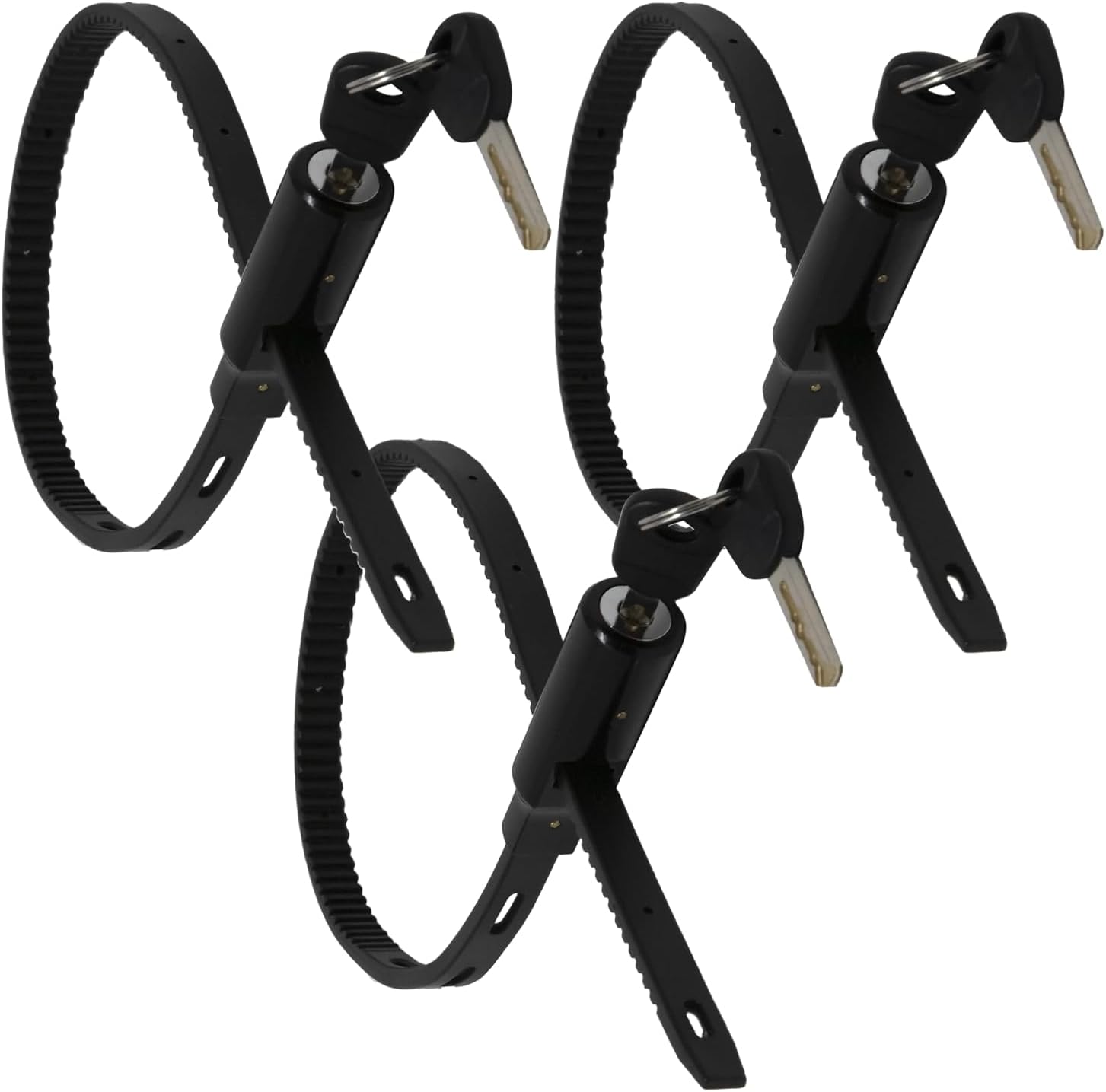 Urban August Multi-Purpose Keyed Adjustable Zip Tie Lock - 3 Pack Keyed Alike - Black Stainless Steel Refrigerator Cabinet Bike Stroller Helmet Lock