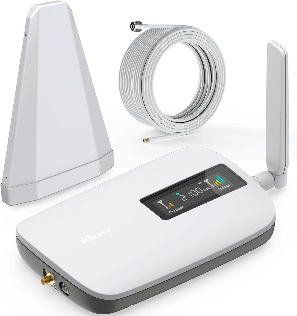 Cell Phone Booster for Home Office | Boosts 5G & 4G LTE | Cell Phone Signal Booster for All U.S. Carriers-Verizon, AT&T, T-Mobile & More | for Band 12/17,13,5,25/2,4 | HD Display | App | FCC Approved