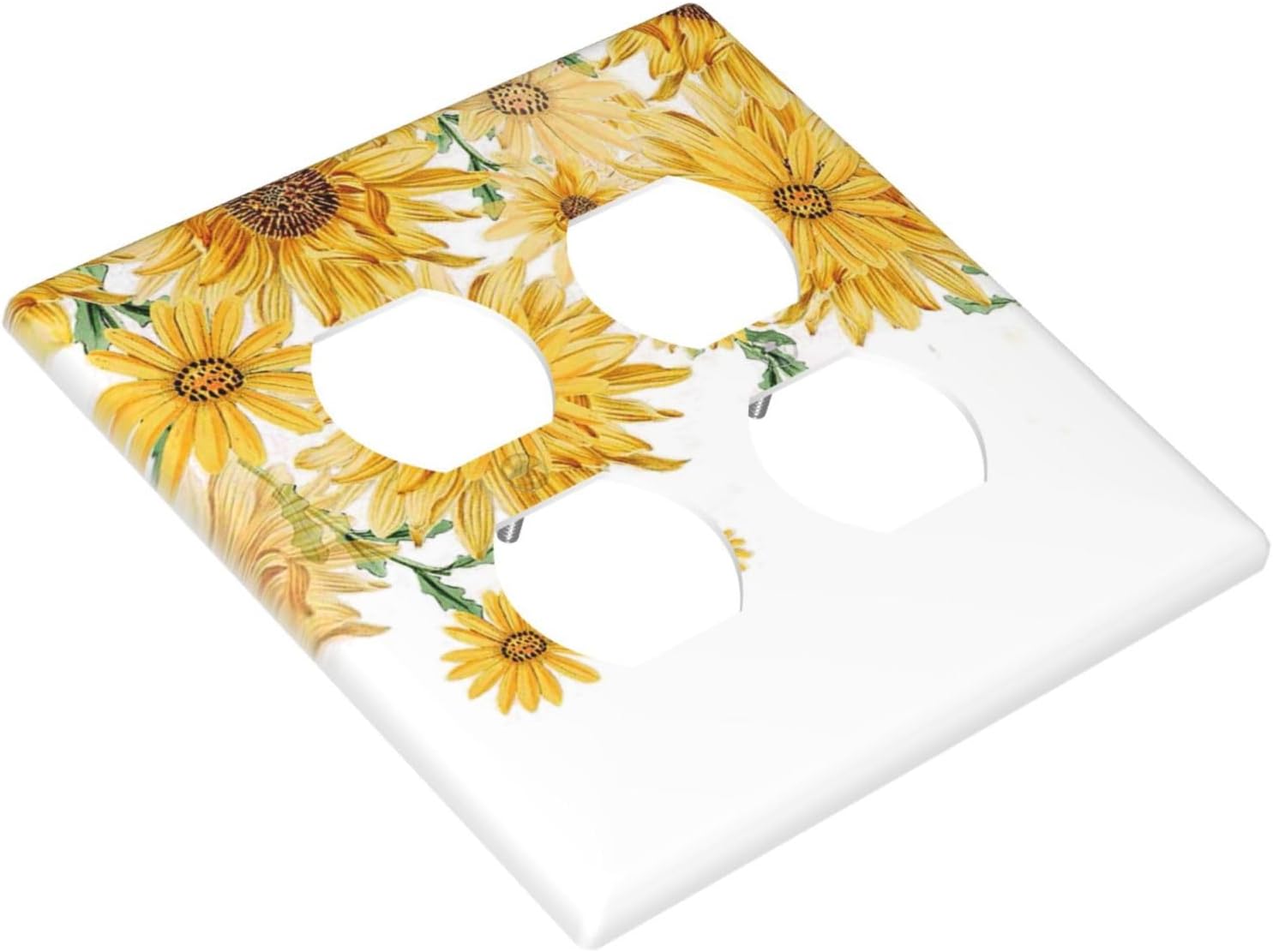 Sunflower Yellow Flowers Floral Outlet Covers 2 Gang Double Duplex Decorative Light Switch Covers Electrical Wallplates Socket Faceplate for Bed Room Living Room Decor