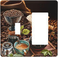 Decorative Outlet Covers Retro Coffee Maker Beans Cup 2 Gang 1 Gang Wall Plate Cover Single Toggle Rocker Combo Light Switch Cover Plate Face Plate for Kirchen Decor