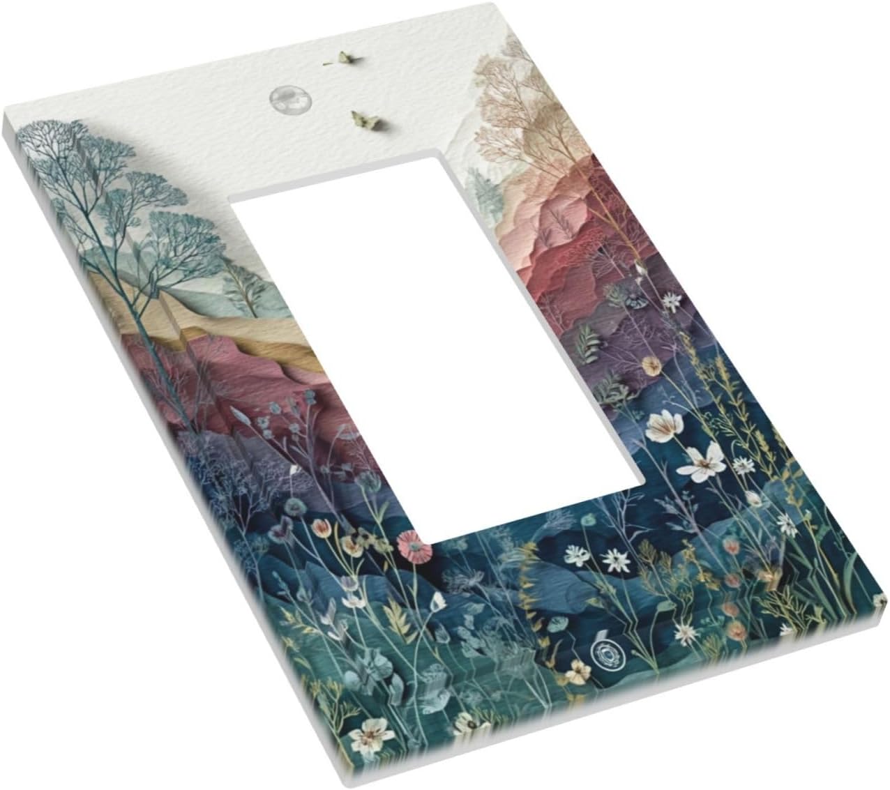 Wildflowers Rustic Flowers Floral Plants 1 Gang Single Rocker Wall Plate Cover Vintage Mountain Decorative Light Switch Covers Electrical Faceplate Switch Plates for Bathroom Kitchen Home