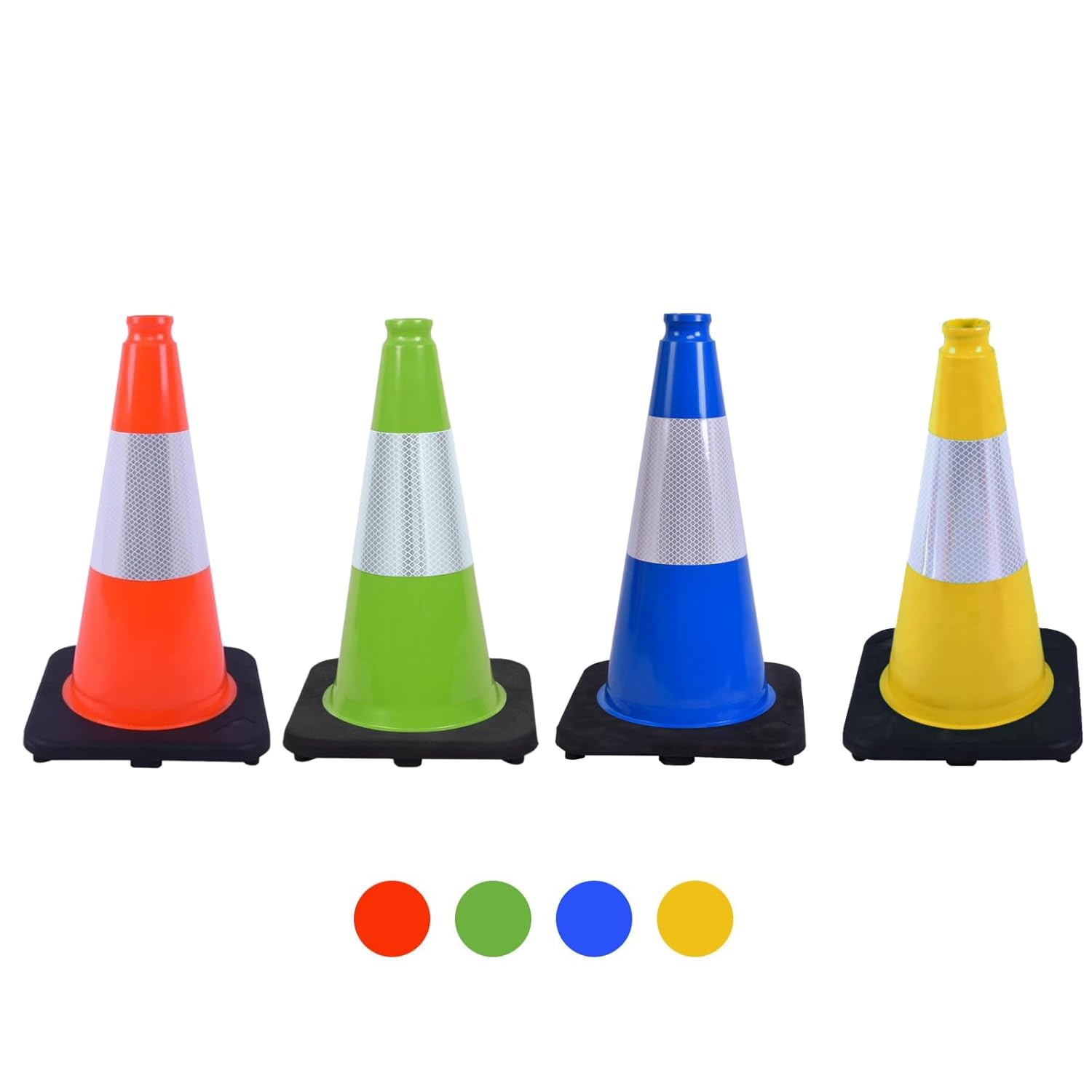 8 Pack 18 Inch Yellow Traffic Cones Black Base Durable, Training Markers for Basketball Drills, School Playground, Field Boundary (8, Yellow, 18 Inch)