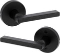 Kwikset Halifax Interior Passage Door Knob, Round Handle for Closet and Hallway Doors, Non-Locking Doorknob in Matte Black, with Microban Protection