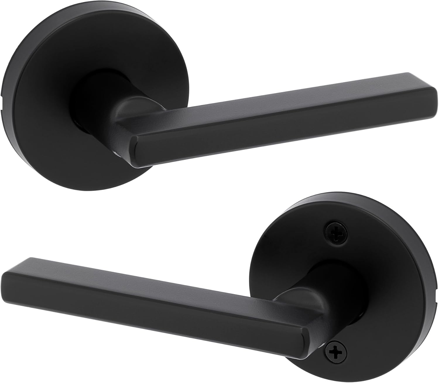 Kwikset Halifax Interior Passage Door Knob, Round Handle for Closet and Hallway Doors, Non-Locking Doorknob in Matte Black, with Microban Protection