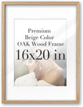 iHery Standard 16x20in Truly Natural OAK Wood Beige Color Picture Frame with High Transparency Acrylic Glass Thickened Backboard, Photo Frames Minimalistic Design Narrow Border 1Pack
