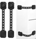 Songaa Child Safety Cabinets Strap Locks 2 Pack - Adjustable Baby Proofing Cabinet Latches for Drawers, Oven, Dishwasher, Fridge, Toilet Seat, Trash Can, with 3M Adhesive Pads - Black
