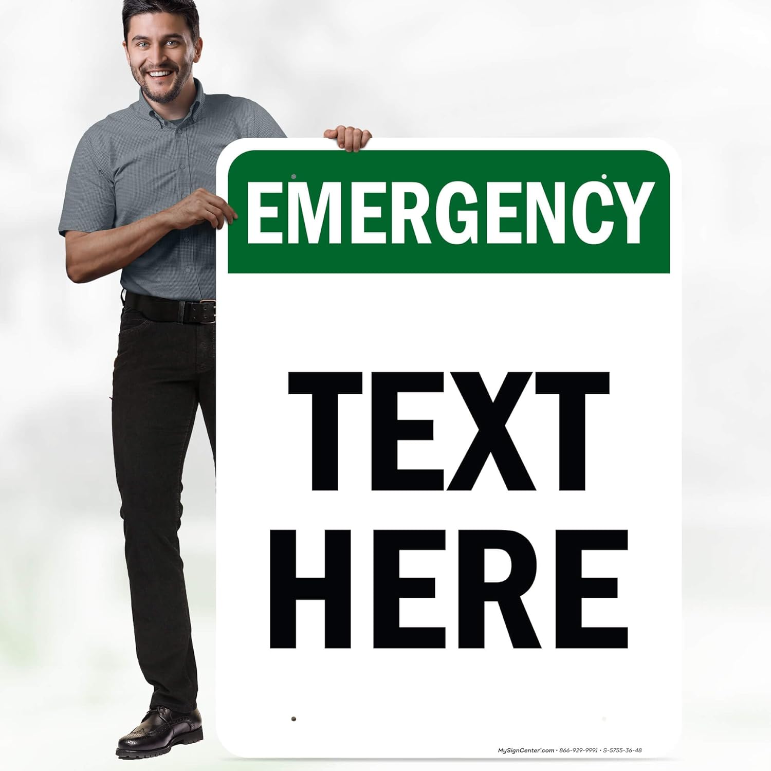 Custom Emergency Sign, OSHA Sign, 36x48 Inches, Rust Free DiBound, Fade Resistant, Made in USA by My Sign Center