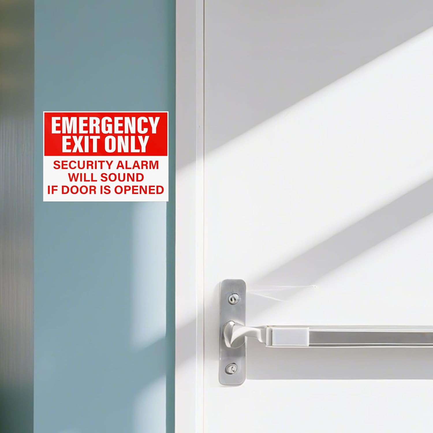 10 Pack Emergency Exit Only Security Alarm Will Sound If Door Is Opened Stickers 10 × 7 Inches Vinyl Self Adhesive Waterproof Safety Signs for Workplace Warehouse Office