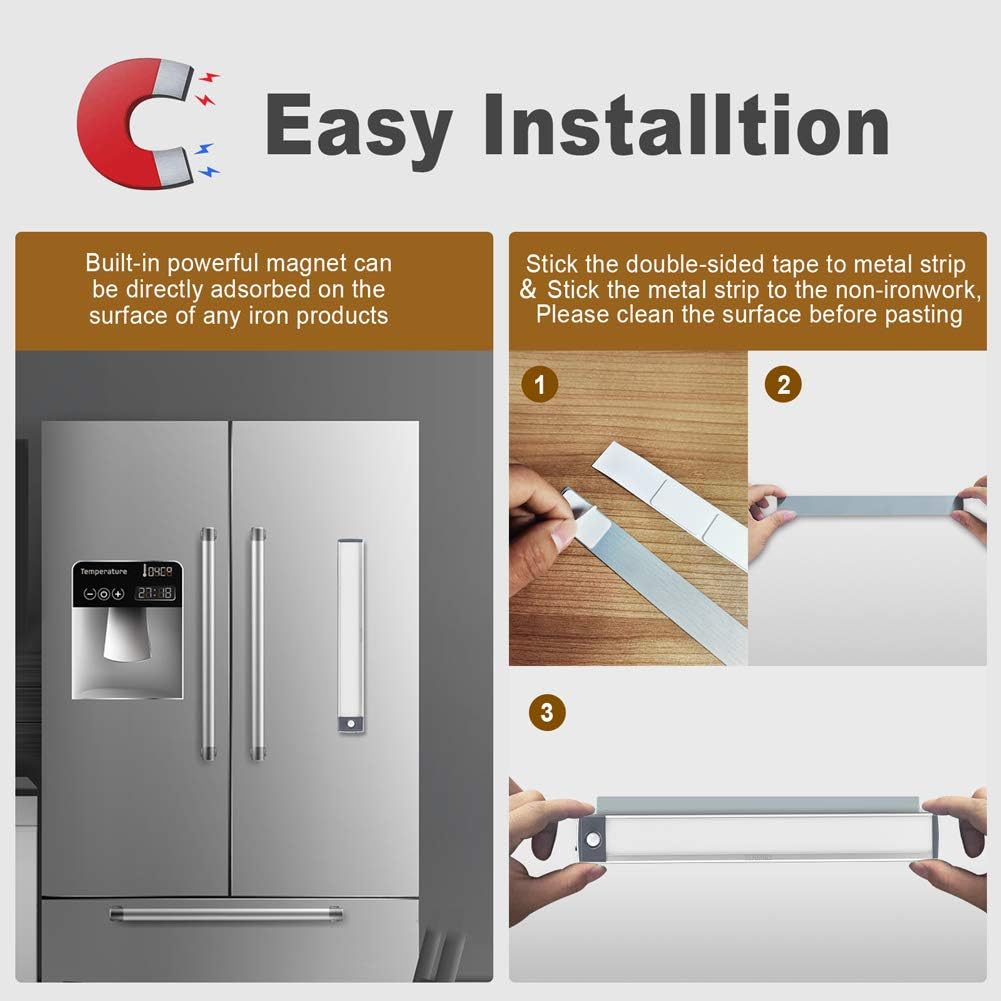 2 Pack 54LED Under Cabinet Lights, 12.5 Inch Wireless Motion Sensor Light with 2200mAh USB-C Rechargeable Battery, Magnetic Mount for Kitchen, Closet & Stairs