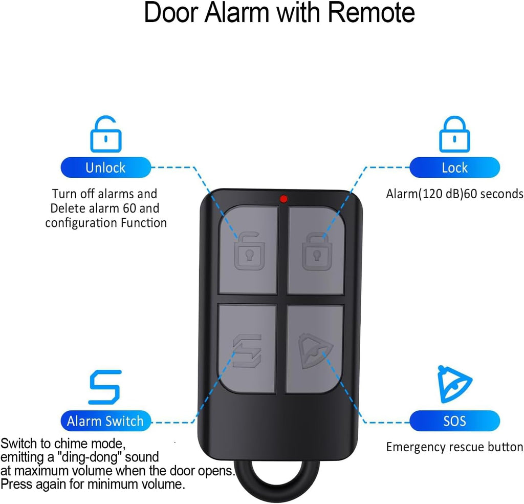 Window and Door Alarm When Opened for Kids Safety/Home Security, 2 Pack Sliding Door Sensor Alarms with Remote for Dementia,Burglar Alert for Business/Garage/Apartment Entry,Back/Front/Pool, Black