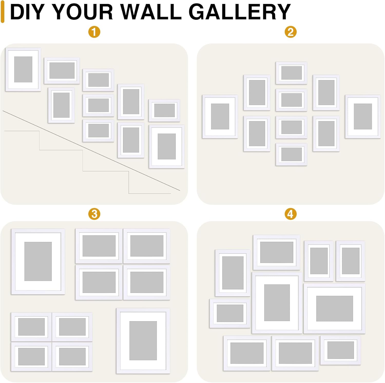 decorUhome Picture Frames Collage Wall Decor for Photo Gallery Display, Assorted Picture Frames set of 10 Including Two 8x10 / Four 5x7 / Four 4x6 for Family Wall Decor, White, 10 Pack