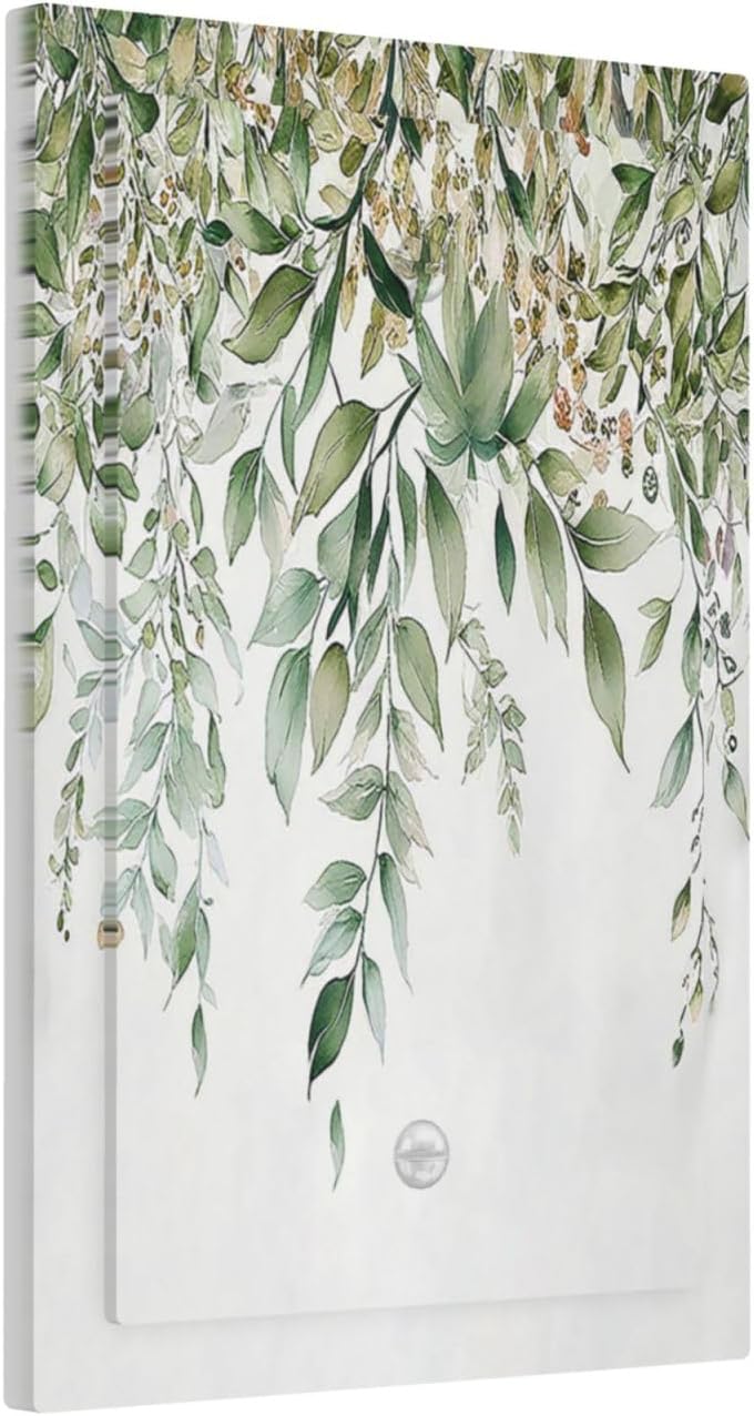 Light Switch Cover Plate Sage Green Eucalyptus Watercolor Plant Leaves 1 Gang No Device Blank Electrical Wall Plates Faceplate Decorative Switch Plate for Bedroom Bathroom Decor
