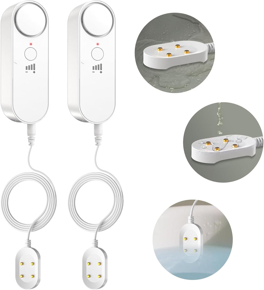 Daytech 3in1 Water Alarm for Basements with 6.5ft Detection Cable Water Sensor for Bathroom Water Leak Detectors for Home RV Kitchen Sump Pump Alarm for Water Heater Washing Machine Sink (2 Pack)