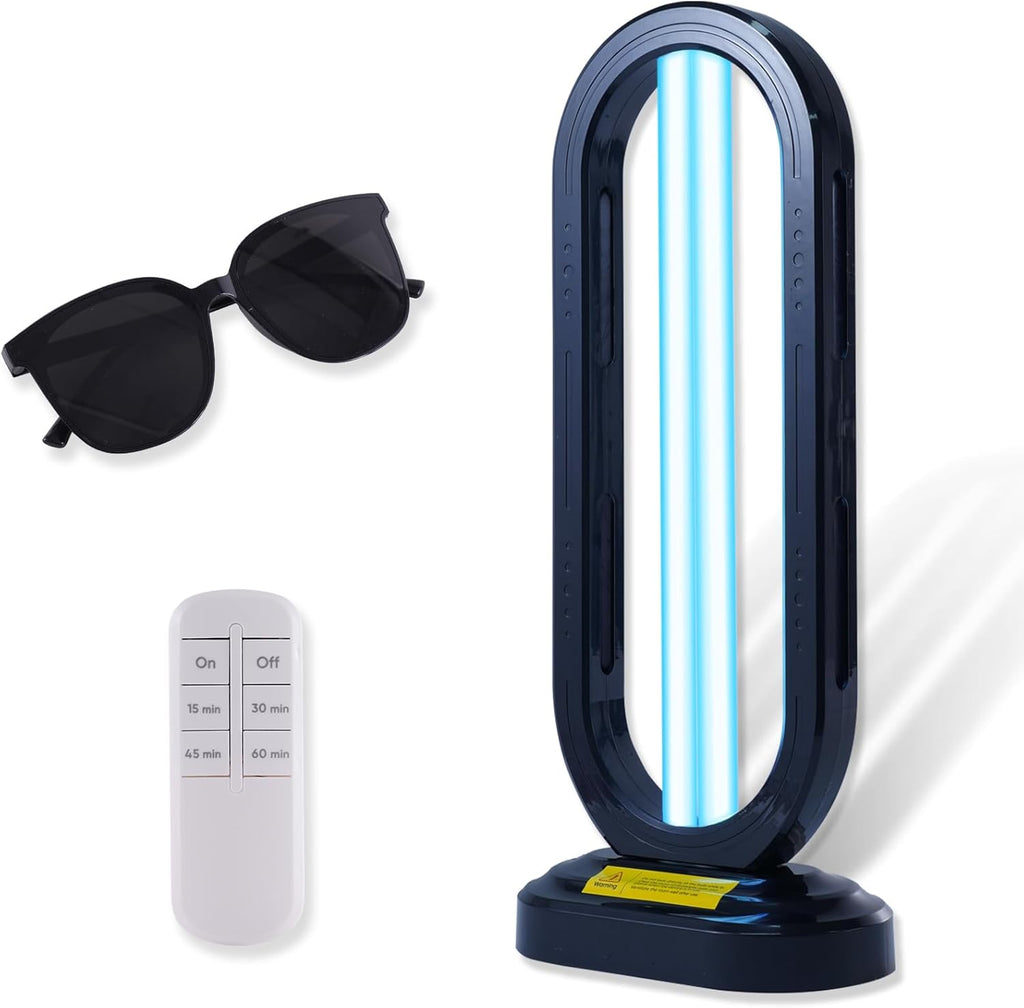 UV Light Sanitizer with Ozone,UVC Disinfection Lamp with Remote Control,Ultraviolet Light Sanitizer for Whole Home,Room & Kitchen,UV Sterilizer15/30/45/60 Minutes Timer