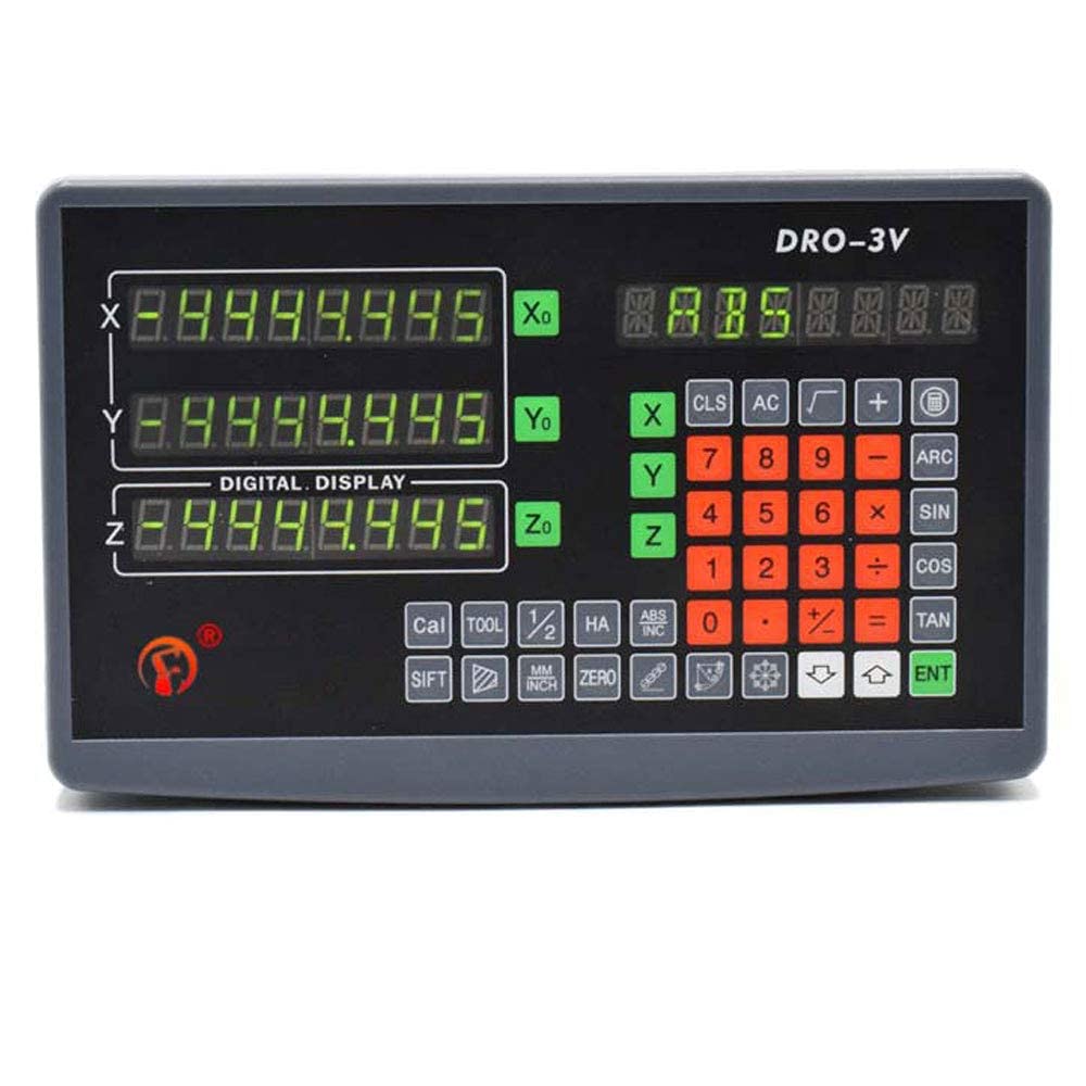 TOAUTO Digital Readout DRO, 3 Axis LCD Display 1um Glass Linear Scale Meter for CNC Milling Lathe EDM Machine
