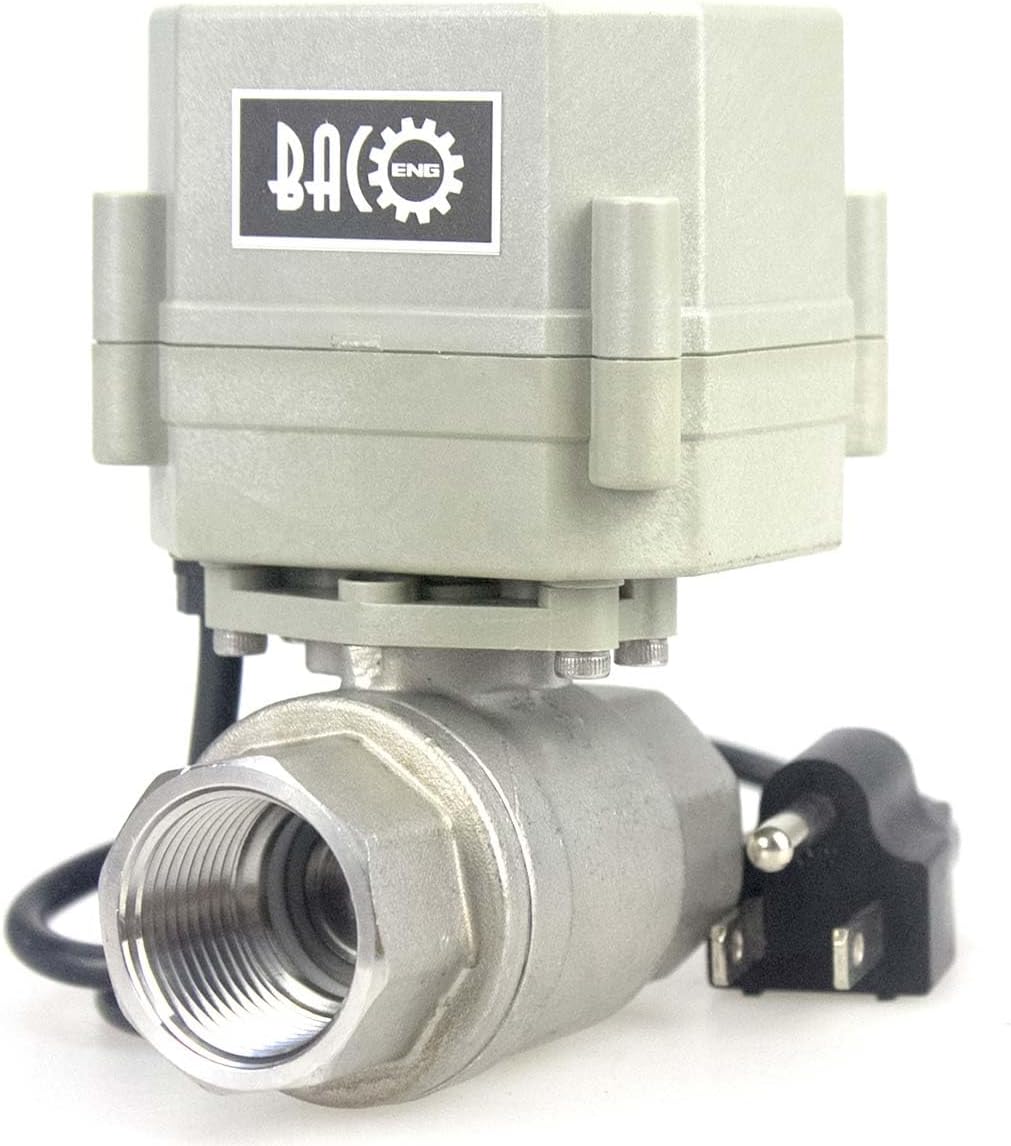 BACOENG Motorized Ball Valve, 3/4" DN20 Electrical Ball Valve, 2 Way 110VAC Stainless Steel Electric Water Valve