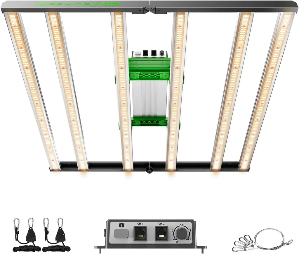 MARS HYDRO 2025 New Version FC-E4800 Foldable LED Grow Light 4x4ft Full Spectrum Grow Light Bar 480Watt Plant Growing Light Remote Control