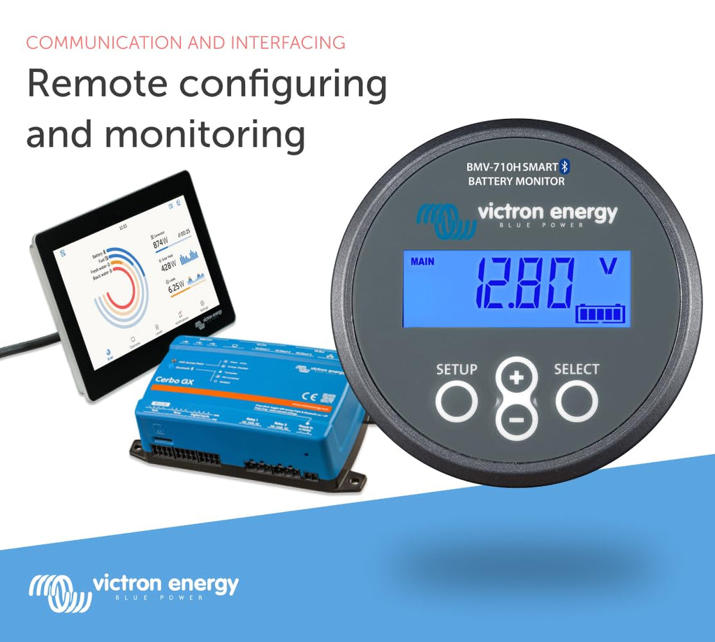 Victron Energy BMV-710H Smart Battery Monitor with Shunt - 60-385 VDC - Display and Bluetooth - Grey