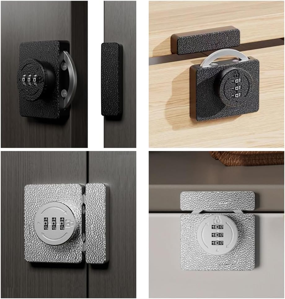 ETEKJOY Keyless Cabinet Lock 3-Digit Combination for Swinging/Sliding Door Drawer Cupboard Locker Closet Wooden Box Hook-Locking (Black, 180 Degree)