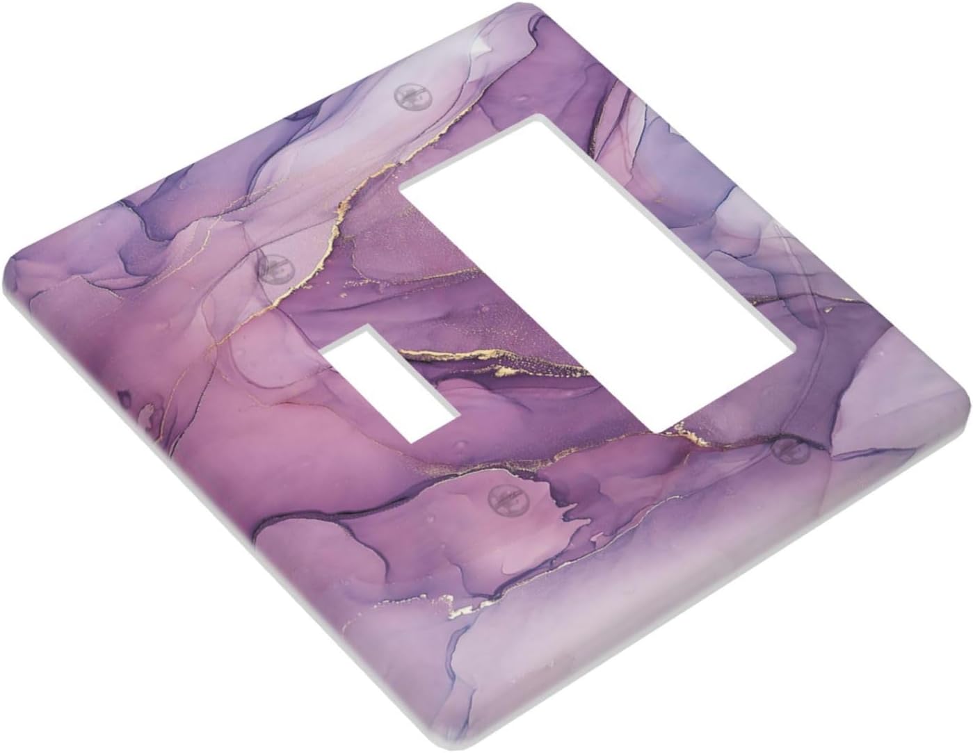 Outlet Covers Purple Marbling Golden Line 1 Toggle 1 Rocker Combination Decorative Wall Plate Electrical Switch Plates Light Switch Cover Plate for living Room Bathroom Decor