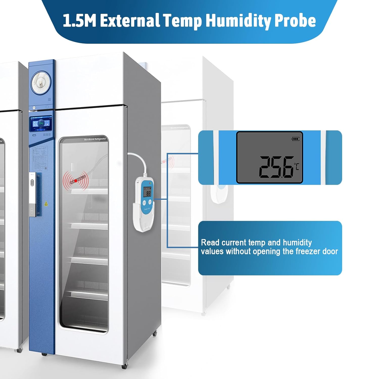 Tzone Temperature Humidity Data Logger with Probe,Digital Humidity Logger USB Temp Recorder 34560 Groups,Industrial Data Logger Thermometer with Auto PDF&CSV Report for Freezer Refrigerator RH Monitor