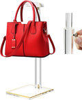 Acrylic Purse Display Stands, 14"-24" Adjustable Height Handbag Holder, Clear Purse Rack Stands for Closet Retail, Durable Gold Trim Hanging Bag Wallet Jewelry Necklace Organizer Stand(PATENT PENDING)