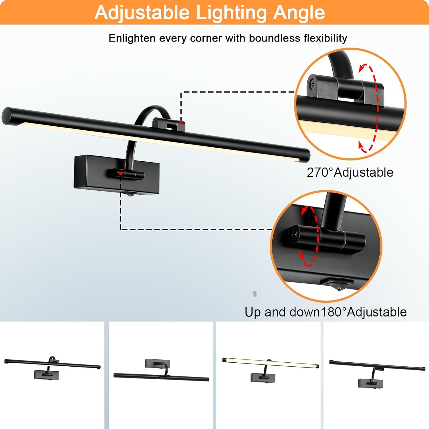 Picture Light Battery Operated with Remote, 3CCT Dimmable Picture Light for Paintings, Black Rechargeable 24 inch Battery Operated Wall Sconce for Art Lighting Gallery Portrait Artwork