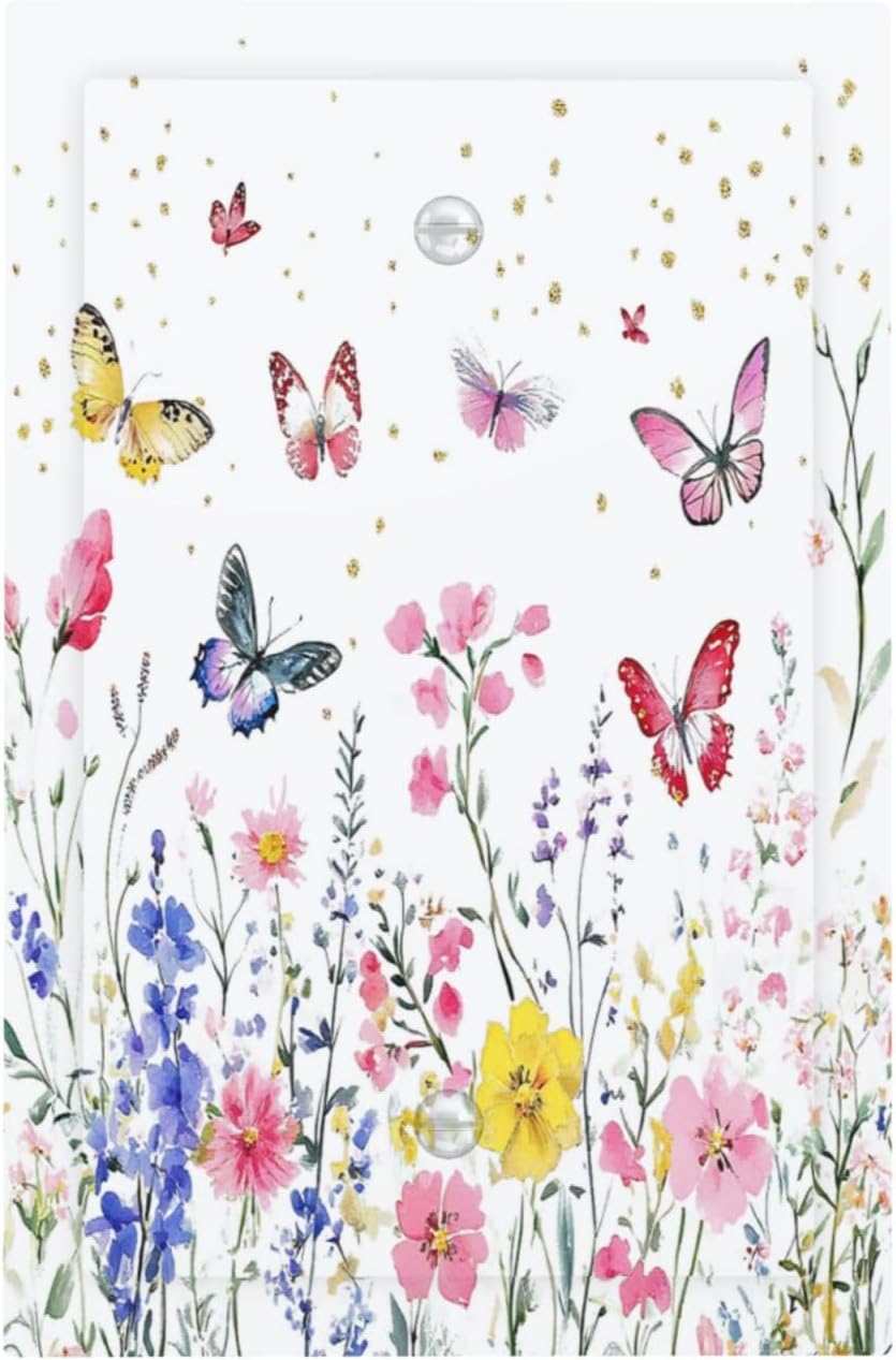 Light Switch Cover Plate Watercolor Floral Butterfly Colorful Wildflower 1 Gang No Device Blank Electrical Wall Plates Faceplate Decorative Switch Plate For Bed Room Living Room Decor