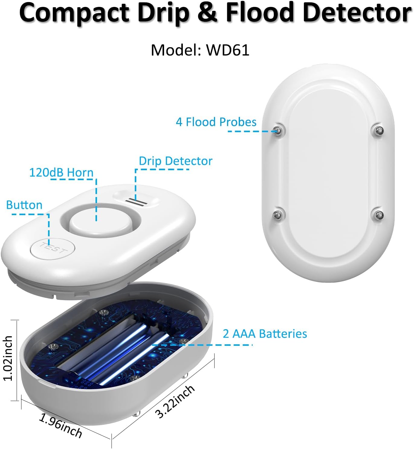 WiFi Water Leak Detector for Home with App Notification, 1 2.4Ghz Gateway + 6 WD61 Sensor, 120dB Water Flood/Drip Alarm for Basement/Kitchen/Bathroom/Toilet/Laundry Room,Sink/Pipe/Faucet Leakage Alert