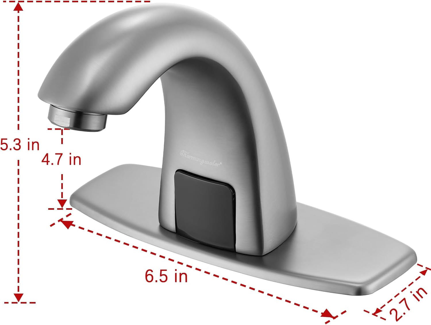 Charmingwater Touchless Bathroom Sink Faucet, Motion Automatic Sensor Faucet with Hole Cover Plate, Brushed Grey