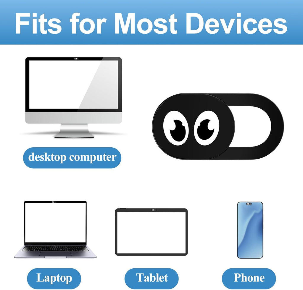 8PCS Webcam Cover Slide Laptop Camera Cover Ultra Thin Laptop Camera Cover, Phone Computer Camera Cover Slide Web Cam Privacy Cover Camera Blocker for Cell Phone Desktops Pc Tablet (Black)