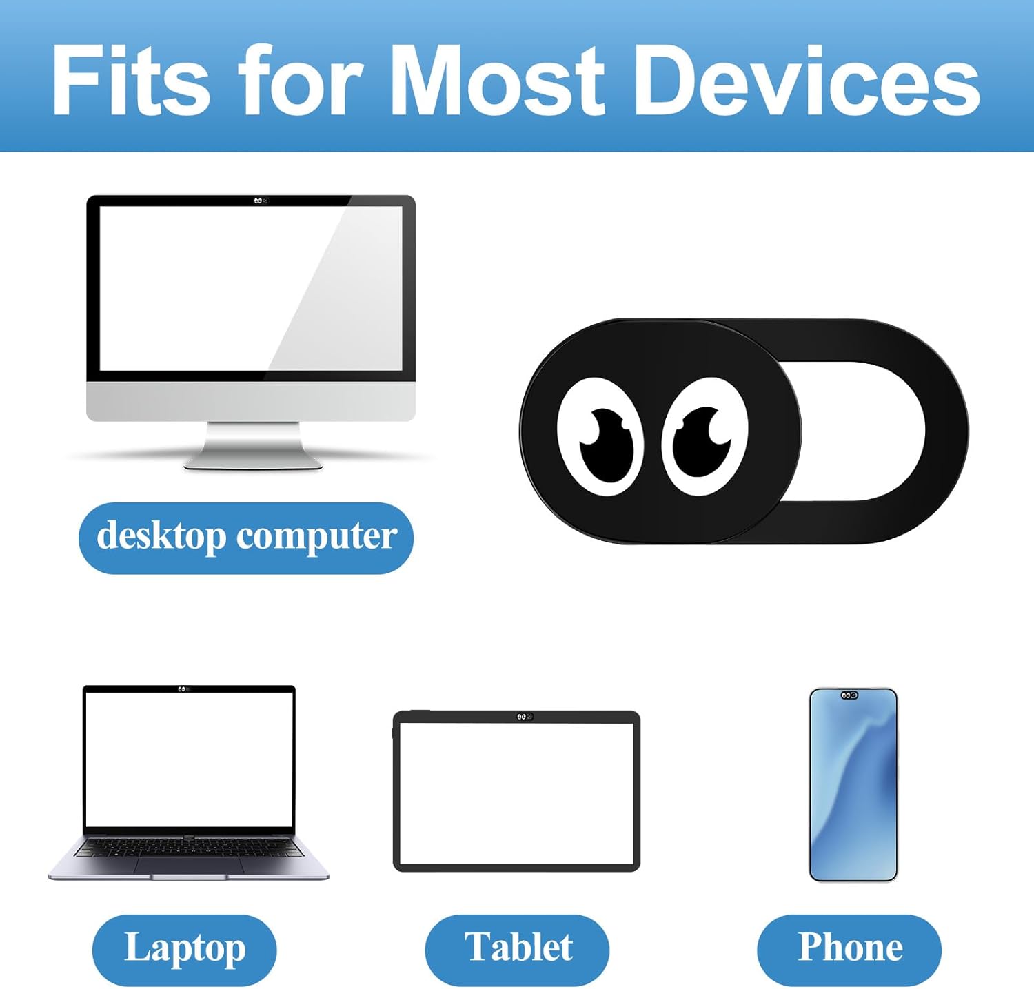 8PCS Webcam Cover Slide Laptop Camera Cover Ultra Thin Laptop Camera Cover, Phone Computer Camera Cover Slide Web Cam Privacy Cover Camera Blocker for Cell Phone Desktops Pc Tablet (Black)