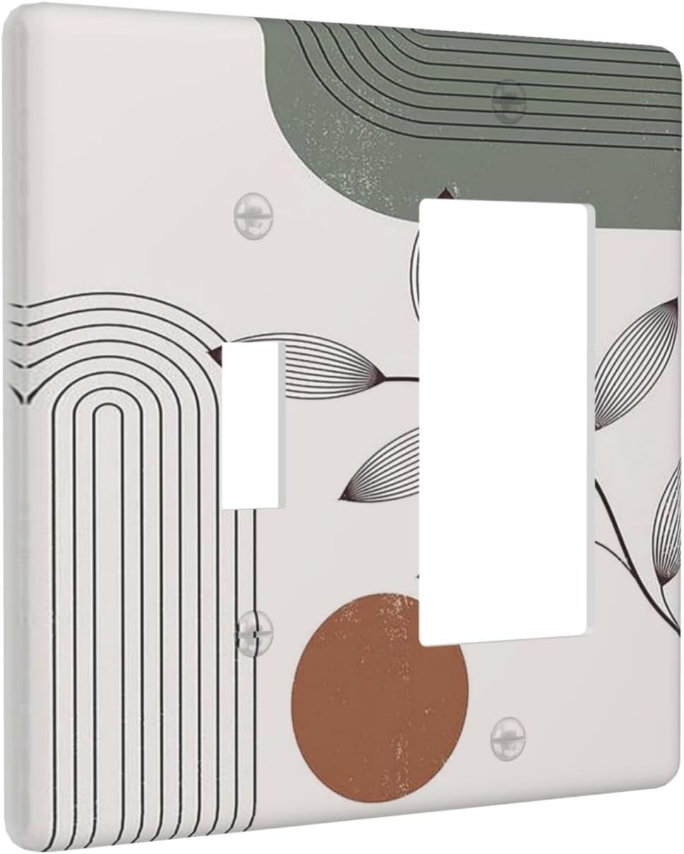 Outlet Covers Sage Green Boho Nature Art Minimalist Geometric Plant 1 Toggle 1 Rocker Combination Decorative Wall Plate Electrical Switch Plates Light Switch Cover Plate for Bedroom