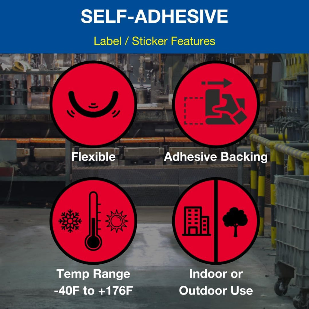 ComplianceSigns.com DANGER Pinch Point Watch Your Hands ANSI Bilingual Safety Label Decal, 5x3.5 inch 4-Pack Vinyl for Machinery, American Made Safety Signs for the Workplace