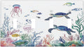 Blue Sea Turtle Ocean Fish Octopus Coral Light Switch Covers Quad Toggle Electrical Faceplate 4 Gang Wall Plate Decorative Switch Plates For Bathroom Kids Room Decor