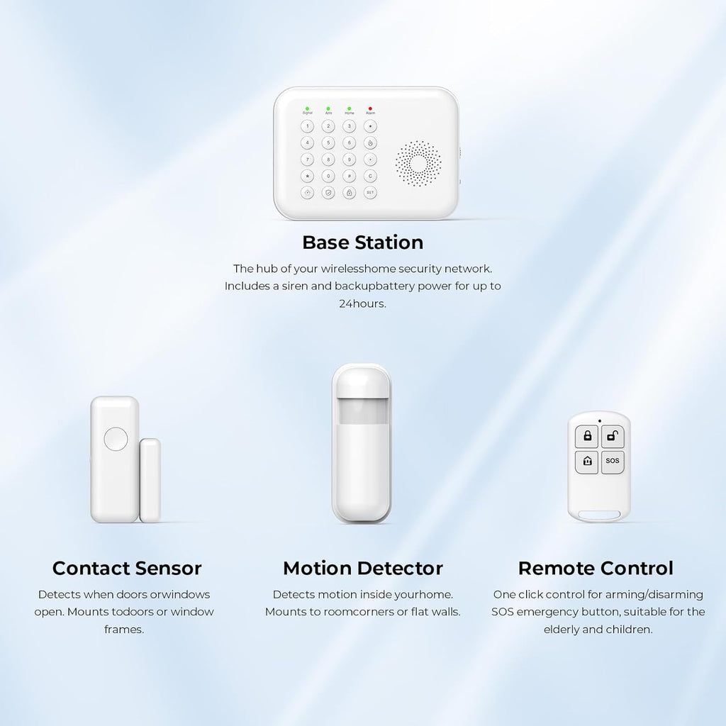 Alarm System for Home Security,WiFi/4G Home Alarm System with DIY,Remote Control App Alert Door Window Sensor Motion Detection No Monthly Fee Compatible with Alexa & Google