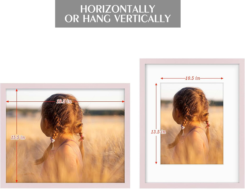 Golden State Art, 16X20 Picture Frame with Mat for 11X14 - High Definition Glass Wall Mounting Horizontal Vertical Display (Pink, 2 Pack)
