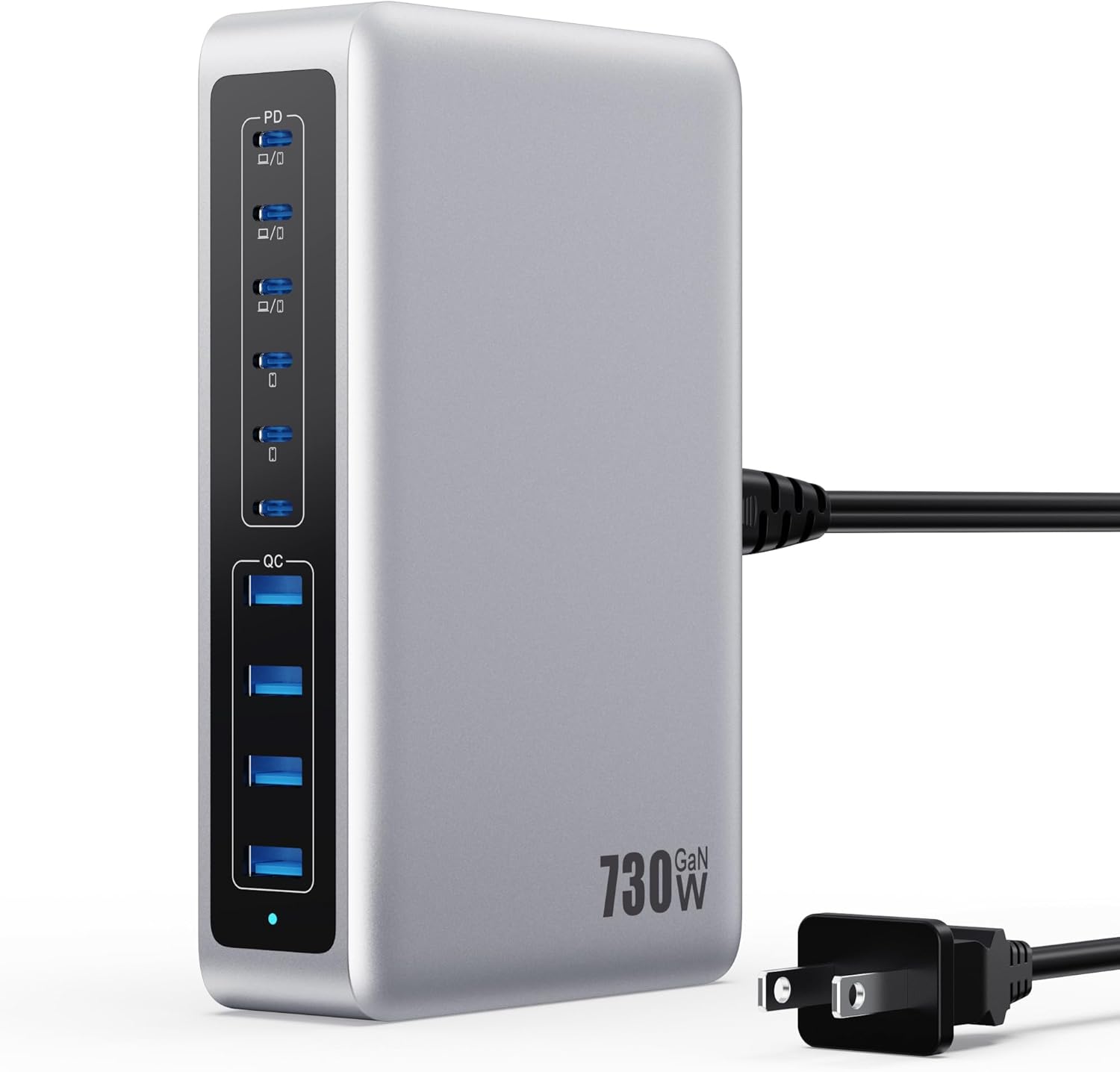 730W USB C Charger Block,GaN IV Fast Charging Station Hub 10 Ports,QC4.0+3 PD 100W USB C Laptop Charger Ports Power Adapter Compatible with MacBook Air/Pro,DELL,iPhone 17/16/15/14/13,iPad,Steam Deck