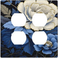 Decorative Outlet Covers Rustic Blue White Flowers Big Floral 2 Gang Wall Plate Double Duplex Light Switch Cover Switch Plate Covers Faceplate for Country Bedroom Home Decor