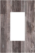 Decorative Outlet Covers Rustic Dark Grey Wood Retro Country Wooden 1 Gang Single Rocker Light Switch Cover Plate Wall Plates GFCI Faceplate for Farmhouse Cabin Decor